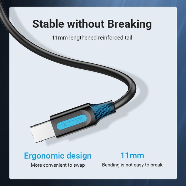 CABLE USB2.0 MALE TO MALE/3M BLACK COQBI VENTION