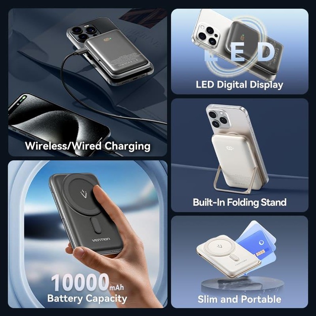POWER BANK WRL 10000MAH 20W/MAGNETIC BLACK FHNB0 VENTION