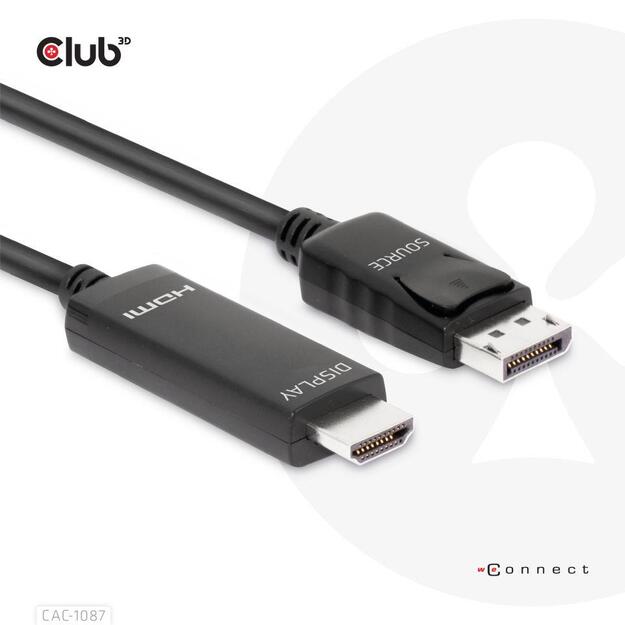 CABLE DP TO HDMI 3M/M/M CAC-1087 CLUB3D
