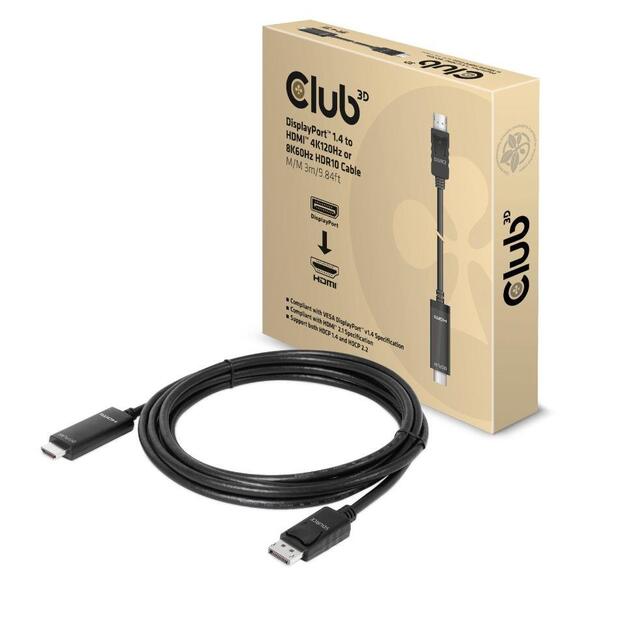 CABLE DP TO HDMI 3M/M/M CAC-1087 CLUB3D 2