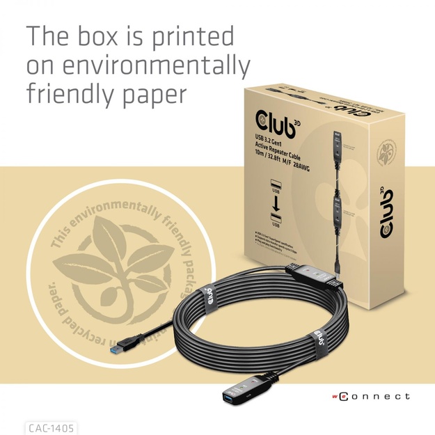 CABLE USB3.2 REPEATER 10M/M/F CAC-1405 CLUB3D
