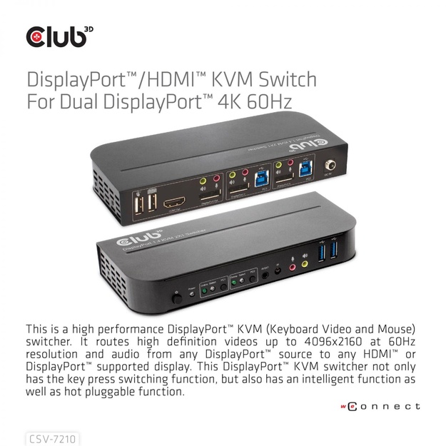 VIDEO SWITCH KVM DP/HDMI/CSV-7210 CLUB3D