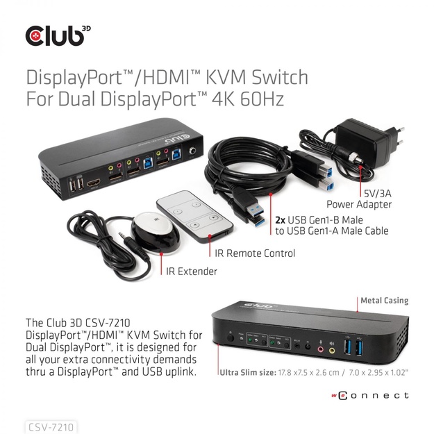 VIDEO SWITCH KVM DP/HDMI/CSV-7210 CLUB3D