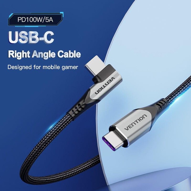 CABLE USB-C TO USB-C R.ANGLE/1M GRAY TAKHF VENTION