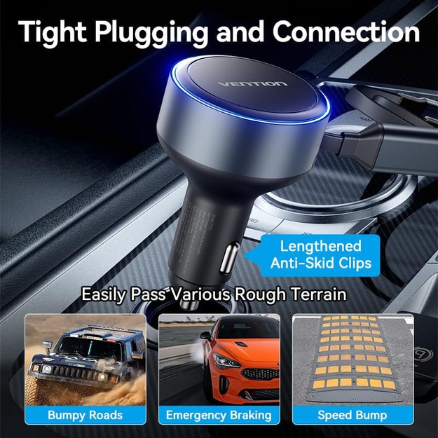 MOBILE CHARGER CAR USB/3P BLACK FFOB0 VENTION