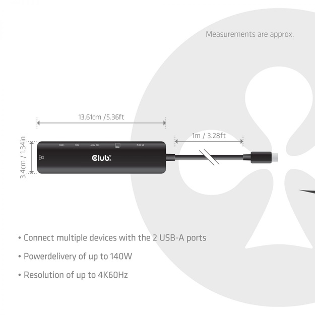 I/O HUB 7IN1 USB-C HDMI/140W CSV-2555 CLUB3D