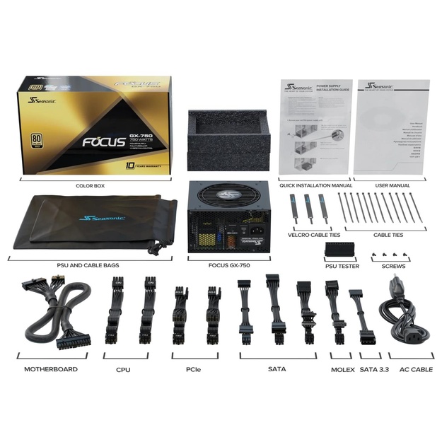 Power Supply|SEASONIC|FOCUS-GX-750-ATX31|750 Watts|Efficiency 80 PLUS GOLD|MTBF 100000 hours|FOCUS-GX-750-ATX31