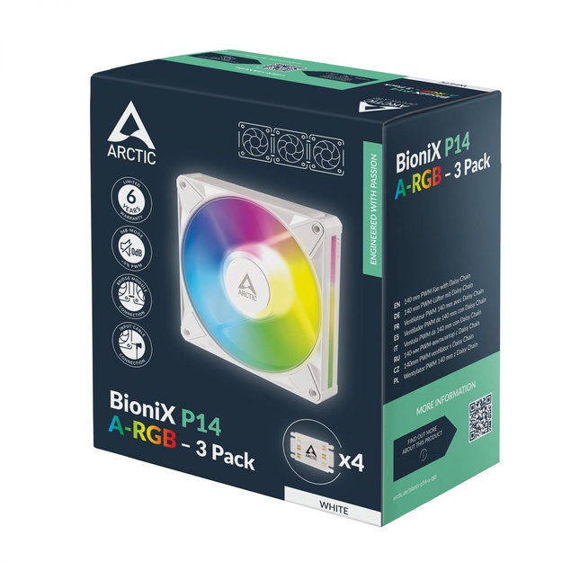 CASE FAN 140MM BIONIX P14 ARGB/3-PACK WHT ACFAN00342A ARCTIC