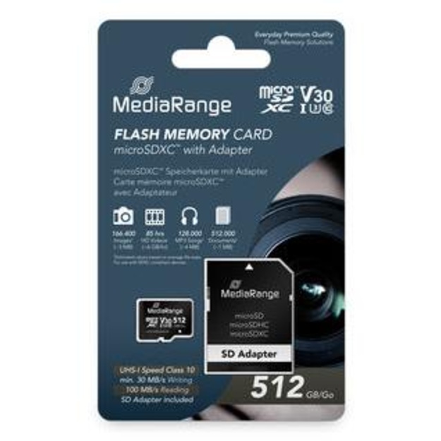 MEMORY MICRO SDXC 512GB UHS-1/W/ADAPTER MR947 MEDIARANGE