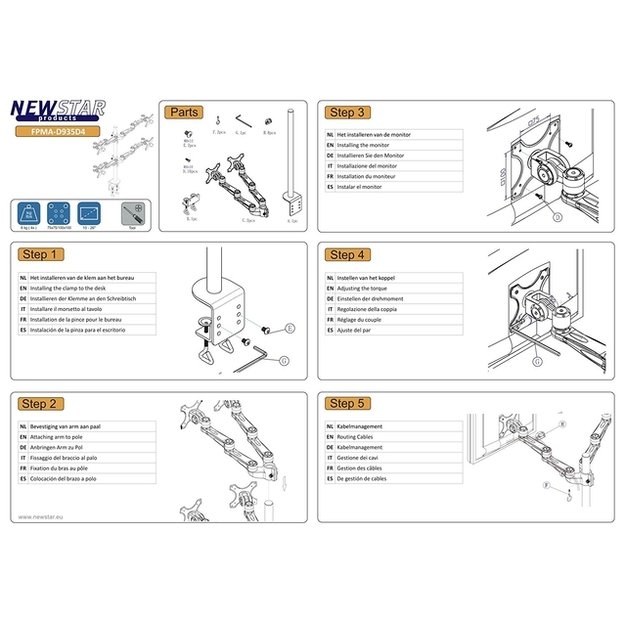 Monitoriaus laikiklis SILVER/10-26  FPMA-D935D4 NEOMOUNTS