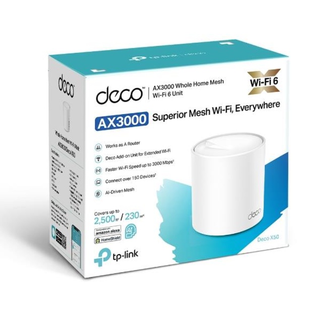 Namų bevielio Mesh tinklo sistema TP-LINK 2900Mbps Wi-Fi 6 3x10/100/1000M antennas 2 DECOX50(1-PACK)