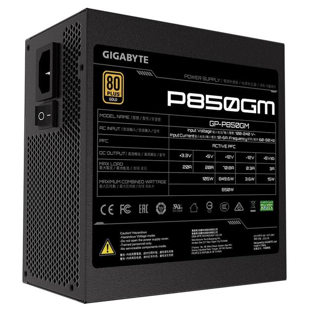 Maitinimo šaltinis kompiuteriui GIGABYTE POWER SUPPLY 850W 80+ Gold