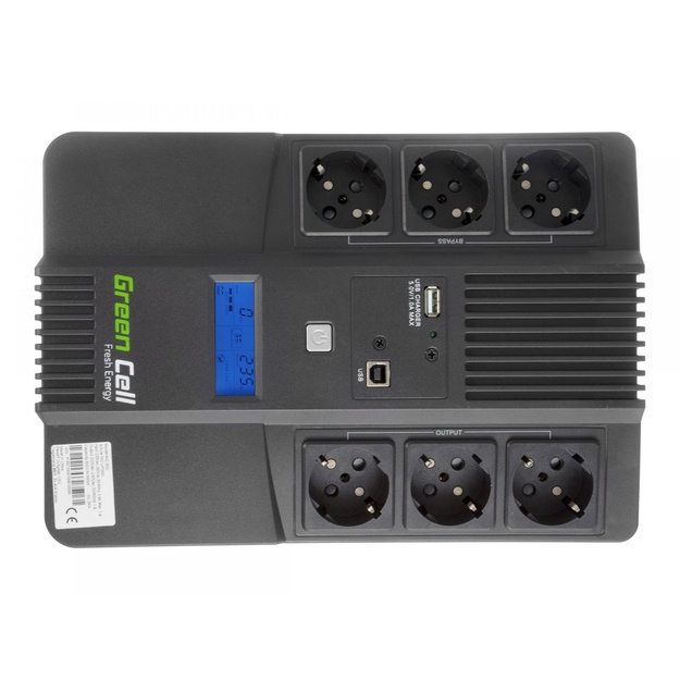Nepertraukiamo maitinimo šaltinis UPS GREENCELL UPS06 AiO z LCD 600VA