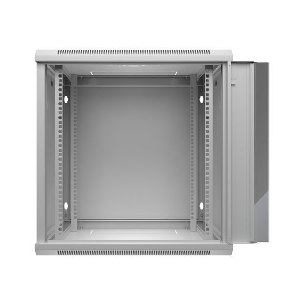 Komutacinė spinta pakabinama NETRACK 019-120-645-021 19,12U/450 mm,glass door,grey,remov. side pan.