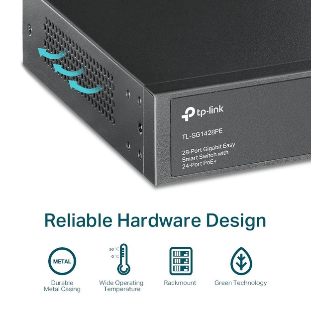 Komutatorius TP-LINK TL-SG1428PE Desktop 28x10Base-T 100Base-TX  1000Base-T PoE+ ports 24 250W