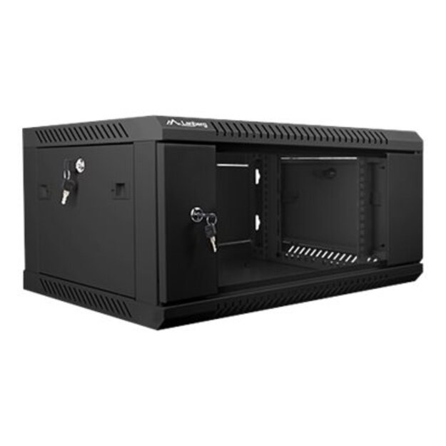 Komutacinė spinta pakabinama LANBERG WF01-6404-10B rack 19 demounted flat pack 4U/600x450mm black