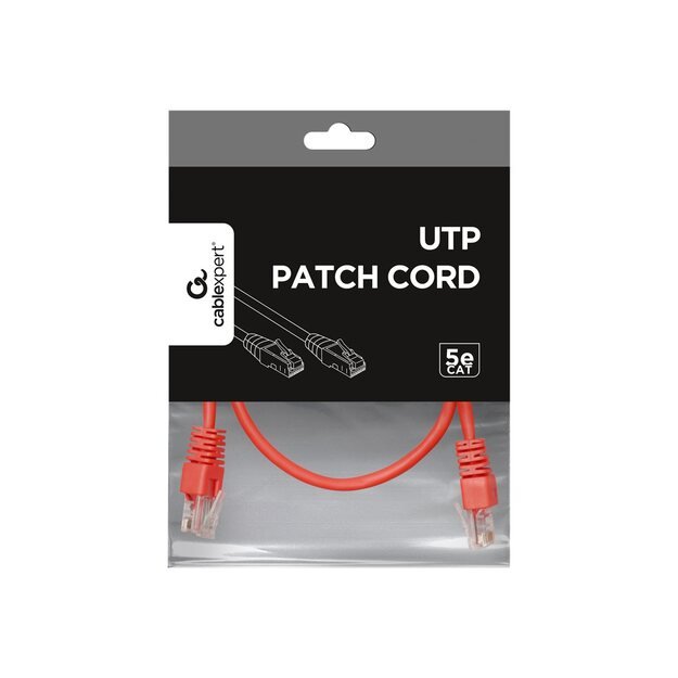 Patch kabelis CAT5E UTP 0.25M/RED PP12-0.25M/R GEMBIRD