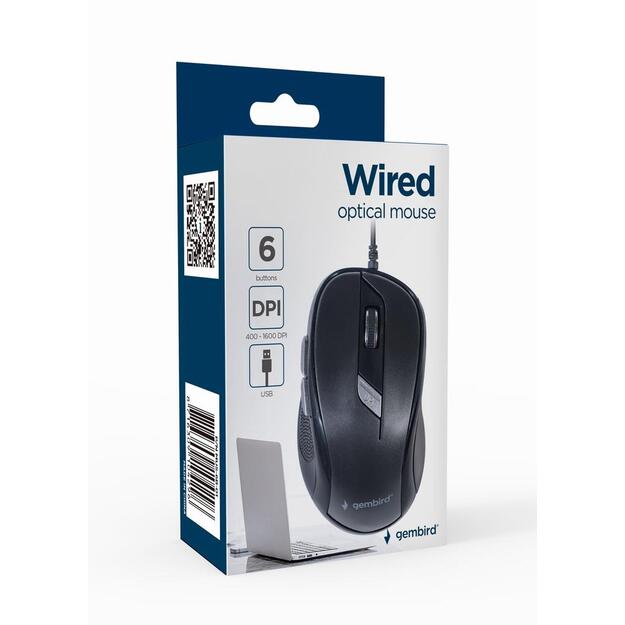 Kompiuterinė pelė laidinė MOUSE USB OPTICAL/BLACK MUS-6B-01 GEMBIRD 7