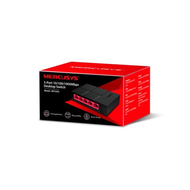 Komutatorius |MERCUSYS|MS105G|Desktop/pedestal|5x10Base-T / 100Base-TX / 1000Base-T|MS105G