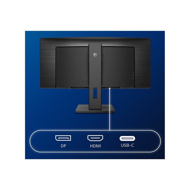 Monitorius PHILIPS 346B1C/00 Monitor Philips 346B1C/00 34 WQHD, VA, DP/HDMI/USB-C, curved, speakers