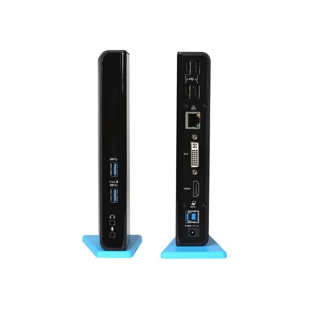 I-TEC USB 3.0 Dual Docking Station 1x DVI 1x HDMI 2048x1152 Px+Adapter DVI-VGA GLAN 2x USB 3.0 4x USB 2.0 Hub Audio 1x USB w. BC1.2