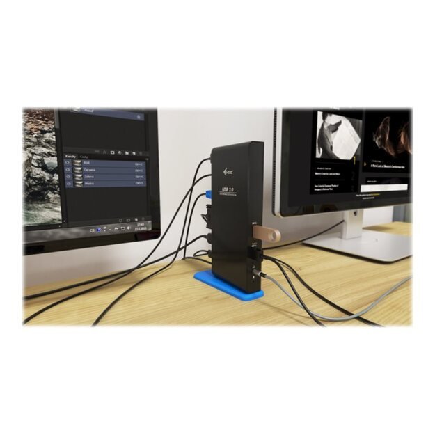 I-TEC USB 3.0 Dual Docking Station 1x DVI 1x HDMI 2048x1152 Px+Adapter DVI-VGA GLAN 2x USB 3.0 4x USB 2.0 Hub Audio 1x USB w. BC1.2