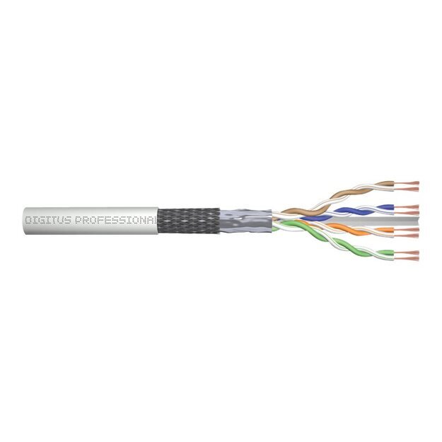 Patch kabelis DIGITUS CAT 6 SF-UTP raw length 305 m paper box AWG 26/7 LSZH simplex color grey