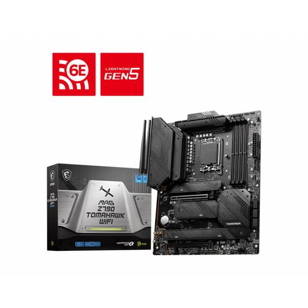 Pagrindinė plokštė |MSI|Intel Z790|LGA1700|ATX|Memory DDR5|Memory slots 4|1xPCI-Express 3.0 1x|2xPCI-Express 5.0 16x|4xM.2|1xHDMI|1xDisplayPort|8xUSB 3.2|2xUSB-C|1xOptical S/PDIF|1xRJ45|5xAudio port|MAGZ790TOMAHAWKWIFI