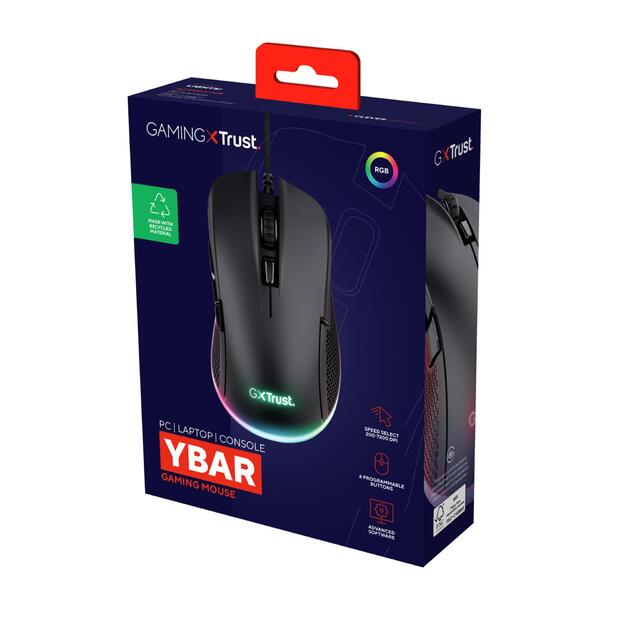 MOUSE USB OPTICAL GAMING/GXT 922 YBAR BLACK 24729 TRUST 9