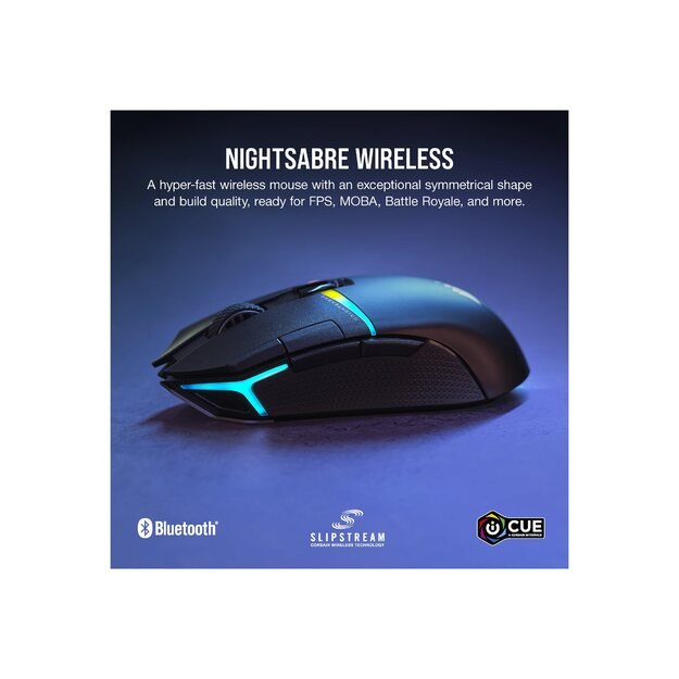 CORSAIR Nightsabre Wireless Gaming Mouse Backlit RGB LED Optical Black