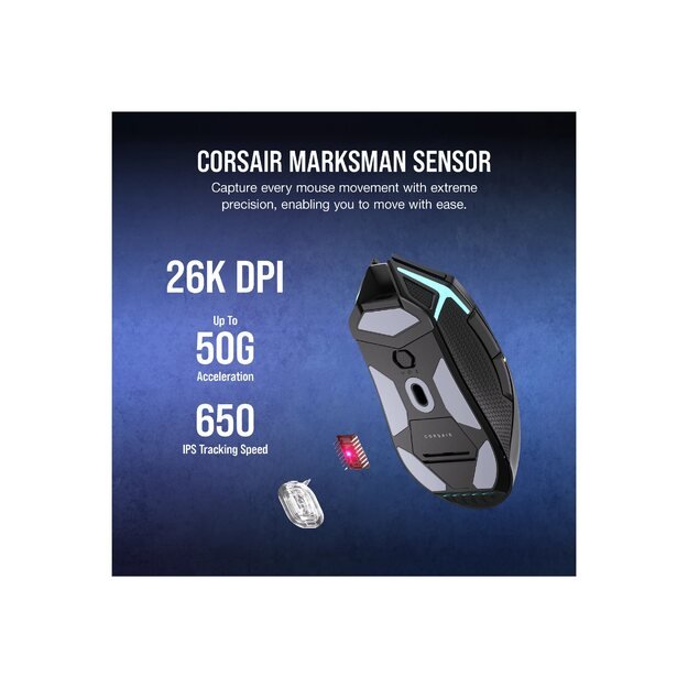 CORSAIR Nightsabre Wireless Gaming Mouse Backlit RGB LED Optical Black