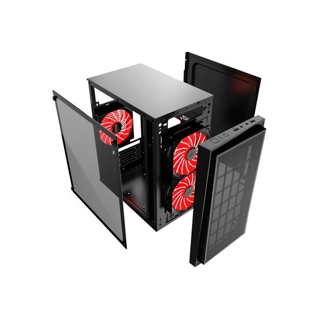 GEMBIRD CCC-FORNAX-950R Gaming design PC case 3 x 12 cm fans red