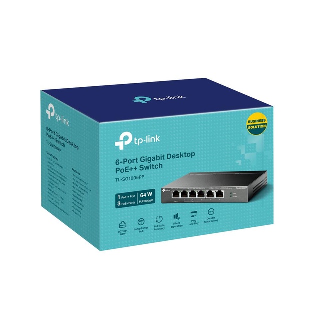 Komutatorius 6PORT 3POE+ 1POE++ TL-SG1006PP TP-LINK