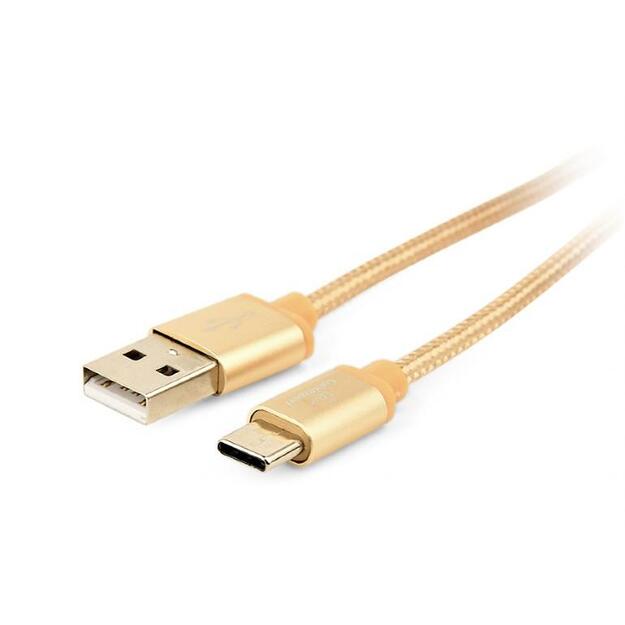 GEMBIRD CCB-mUSB2B-AMCM-6-G USB 2.0 cable to type-C cotton braided metal connectors 1.8m gold