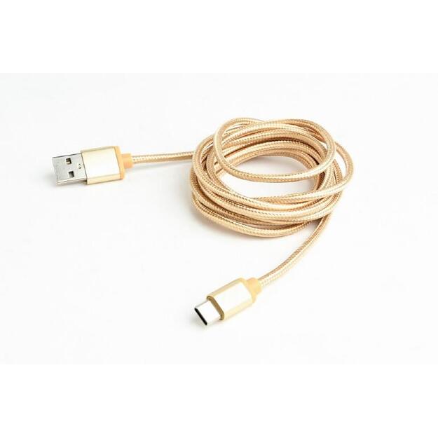 GEMBIRD CCB-mUSB2B-AMCM-6-G USB 2.0 cable to type-C cotton braided metal connectors 1.8m gold