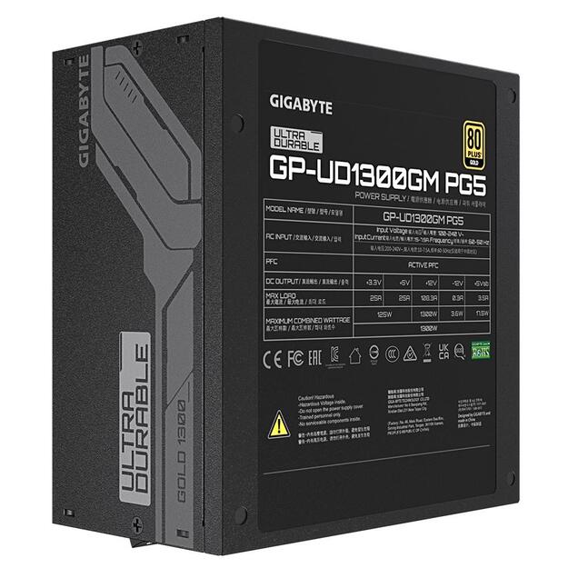 Power Supply|GIGABYTE|1300 Watts|Efficiency 80 PLUS GOLD|PFC Active|MTBF 100000 hours|GP-UD1300GMPG5 16