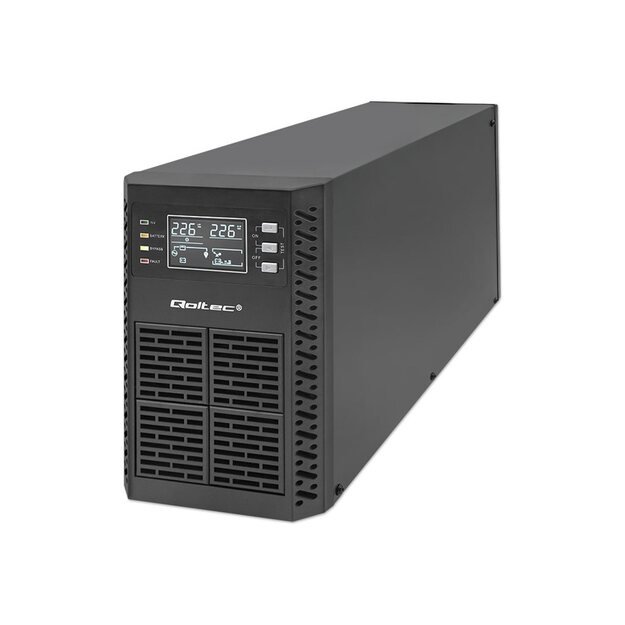 QOLTEC 52281 Uninterruptible Power Supply UPS / 2kVA / 2000W / Power factor 1.0 / LCD / EPO / USB / Online