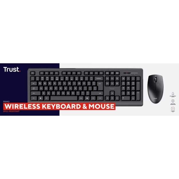 KEYBOARD +MOUSE WRL PRIMO SET/ENG 25347 TRUST 8