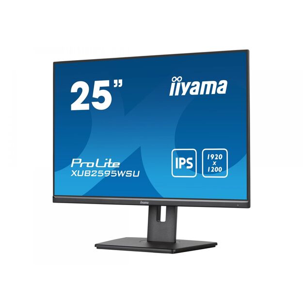 IIYAMA XUB2595WSU-B5 25inch ETE IPS-panel 1920x1200&nbsp;300cd/m2 4ms VGA HDMI DP USB HUB 2x2.0 Speakers 15cm Height Adj. Stand (P)