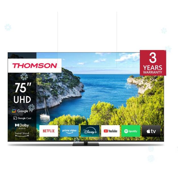 TV Set|THOMSON|75 |4K/Smart|3840x2160|Wireless LAN|Bluetooth|Google TV|Black|75UG5C14