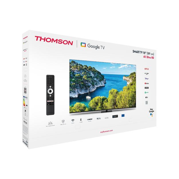 TV Set|THOMSON|75 |4K/Smart|3840x2160|Wireless LAN|Bluetooth|Google TV|Black|75UG5C14 5