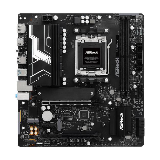 Mainboard|ASROCK|AMD B850|SAM5|Micro-ATX|Memory DDR5|Memory slots 2|1xPCI-Express 4.0 1x|2xPCI-Express 4.0 16x|1xM.2|1xHDMI|1xDisplayPort|1xAudio-In|1xAudio-Out|1xMicrophone|2xUSB 2.0|3xUSB 3.2|1xUSB-C|1xRJ45|B850M-X