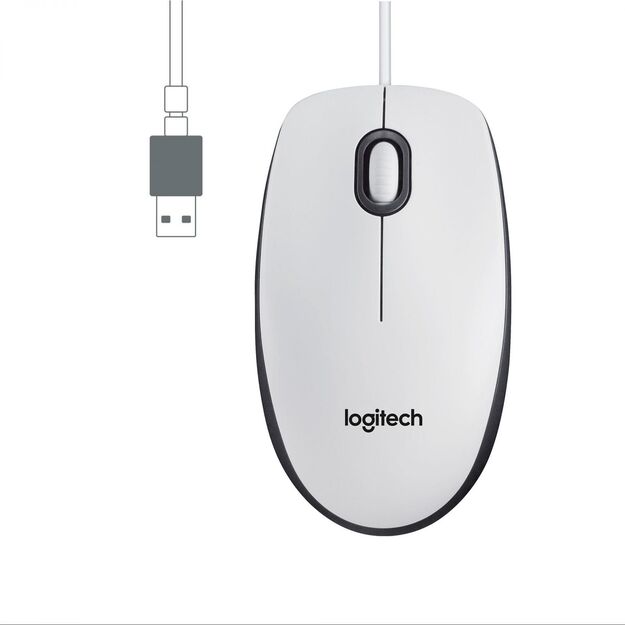 MOUSE USB OPTICAL M100/WHITE 910-006764 LOGITECH 8