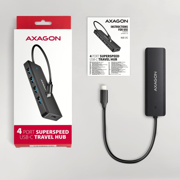 I/O HUB USB-C TRAVEL/0.19M HUE-C1C AXAGON