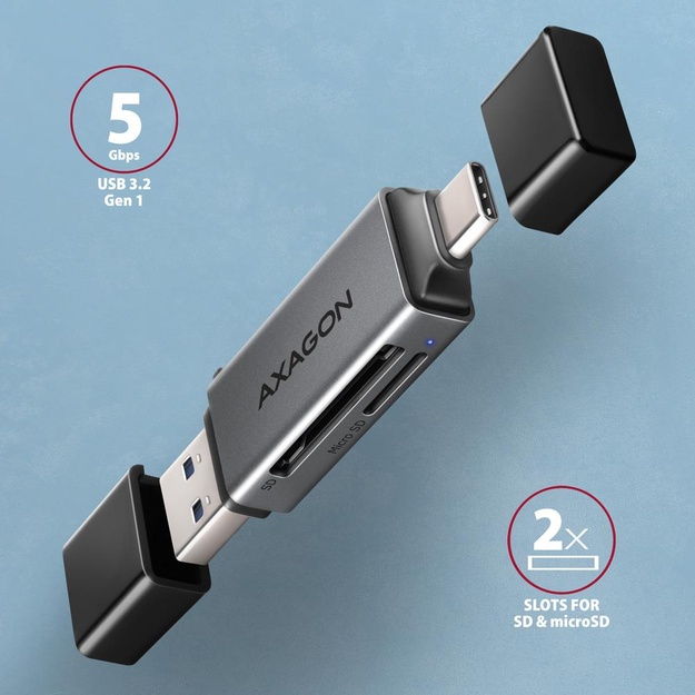 CARD READER USB-C+USB3.2 2SLOT/SD/MICROSD CRE-DAC AXAGON