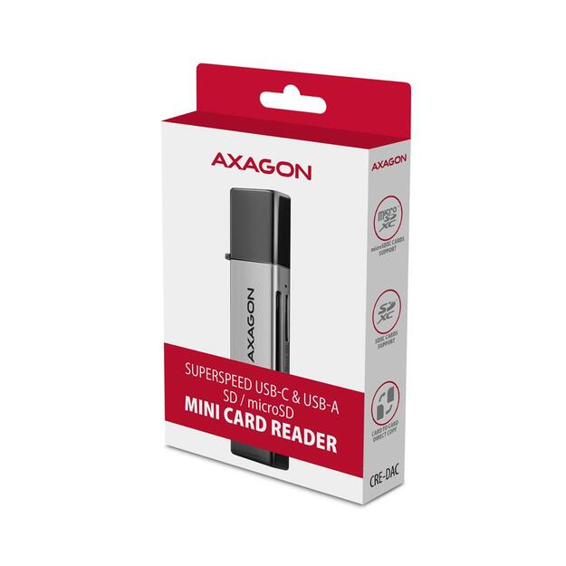 CARD READER USB-C+USB3.2 2SLOT/SD/MICROSD CRE-DAC AXAGON 8