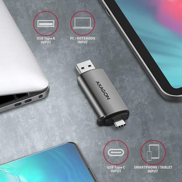 CARD READER USB-C+USB3.2 2SLOT/SD/MICROSD CRE-SAC AXAGON