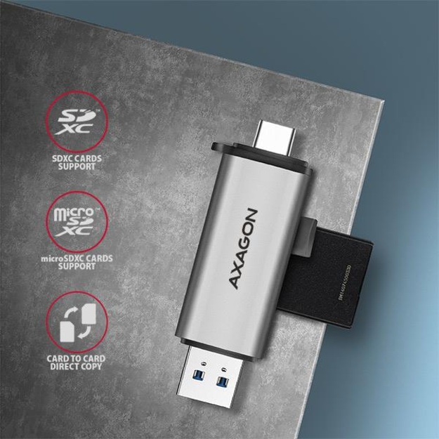 CARD READER USB-C+USB3.2 2SLOT/SD/MICROSD CRE-SAC AXAGON