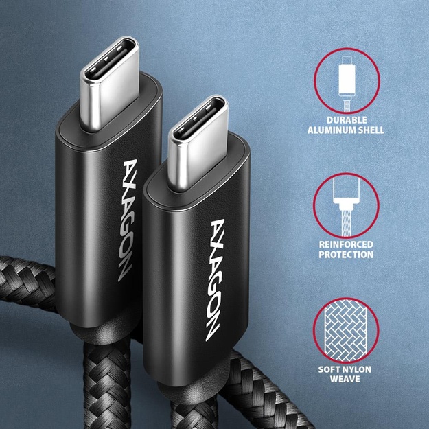 CABLE USB-C TO USB-C 1M 240W/8K BLACK BUCM4X-CM10AB AXAGON
