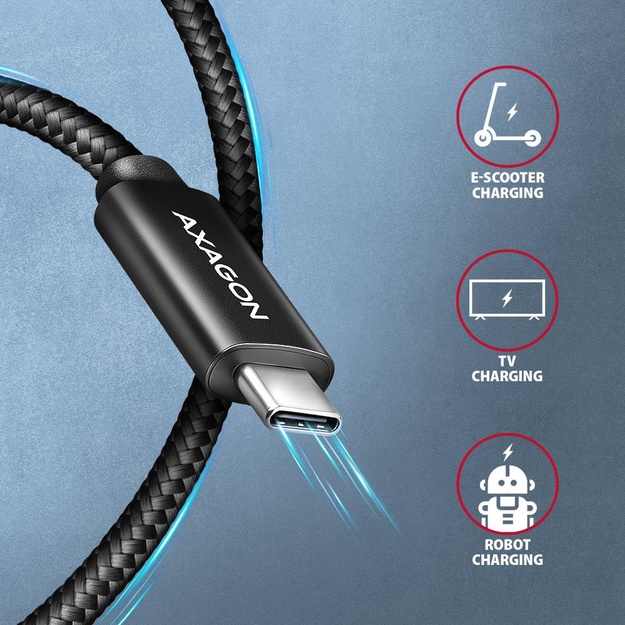 CABLE USB-C TO USB-C 1M 240W/8K BLACK BUCM4X-CM10AB AXAGON